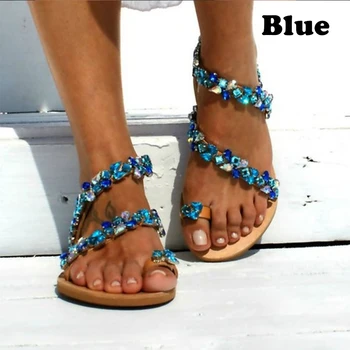 Femei Sandale De Vară Plat Perla Sandale Flip Flops Roma Pantofii Șir De Mărgele Papuci De Casă Mujer Gladiator Sandalias Kamucc Femininos