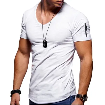 Covrlge Brand de Îmbrăcăminte pentru Bărbați Tricou Fitness Barbati Vneck Fermoar T-shirt Pentru bărbați Tricouri S-5XL Transport Gratuit Streetwear MTS544