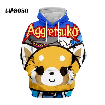 LIASOSO Aggretsuko Joc de Bărbați Hoodie 3D Moda Harajuku Kawaii Streetwear Jogger Tricoul Om Hanorace Copii Anime Tricou Topuri