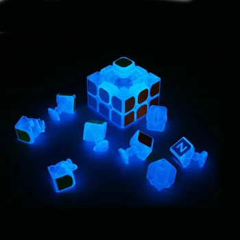 ZCUBE Strălucire În Întuneric Magic Cube 3x3x3 Mat, Autocolant Albastru Luminos Puzzle Cub Transparente pentru Copii Concurs de Curse Cub