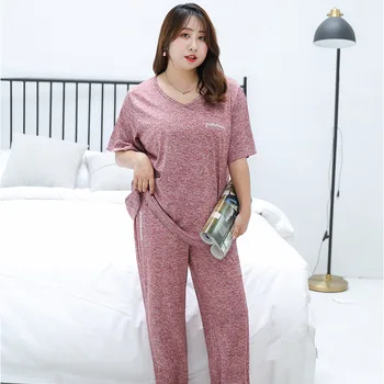 Supradimensionat XL-4XL Femei Maneci Scurte 2piese Pijama Set Cationici Vara SleepwearCasual Pijamale Haine de Acasă Pijama Pijama