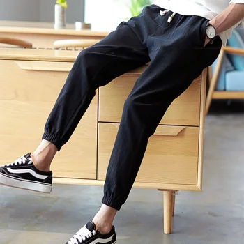 Lenjerie de pat din bumbac Joggeri Negru Bărbați Pantaloni Harem Harajuku Fitness Dantelă-Up de Primăvară Mens Pantaloni de Vară 2020 Streetwear Haine de sex Masculin