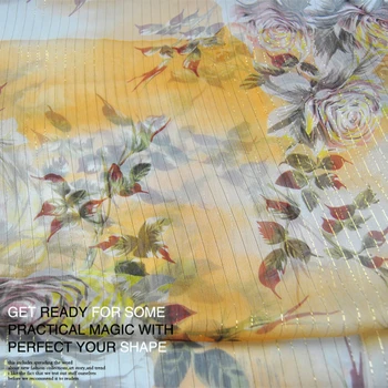LEO&LIN Luminoase Galben, Rose de Aur Mătase Plisată Georgette Șifon Transparent Subțire de Vară Fusta Tesatura DIY de Cusut