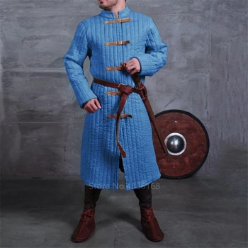 Bărbați Adulți Medieval Larp Viking Costum Leopold Gambeson Panza Guler Sacou Erou Luptă Captusit Haina De Iarna Pirat Cosplay