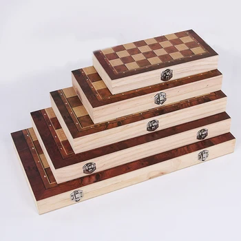 44*44 cm Pliante din Lemn Internațional de Șah și Dame Set Pliabil Tabla de Joc Amuzant Joc de Șah de Colectare Portabil Tabla de Joc