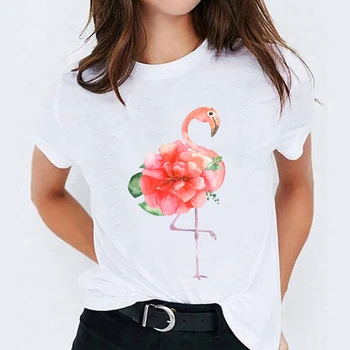 Grafic T-shirt pentru Femei Floral Flamingo Imprimare 90 de Îmbrăcăminte Tendință de Moda Doamnelor de Imprimare Lady Femei Femei Tricou T-Shirt