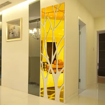 Modern Stil Oglindă Detașabilă Decal Arta Murala de Perete Autocolant Cameră Acasă DIY Decor de perete autocolant oglinda copac Q50