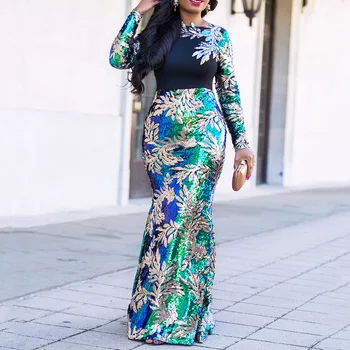 Backless Sirena Paiete Rochie De Epocă Strălucitoare Elegante Plus Dimensiune Bal Rochii De Partid Din Africa De Moda Femei Vestidos Toamna Anului Nou