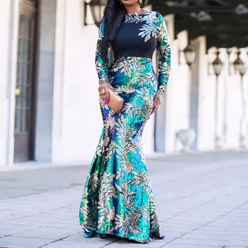 Backless Sirena Paiete Rochie De Epocă Strălucitoare Elegante Plus Dimensiune Bal Rochii De Partid Din Africa De Moda Femei Vestidos Toamna Anului Nou