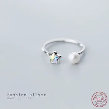 VREI Moda Unic, Autentic 925 de Bijuterii de Argint Reglabil Little Star Pentagrama Pearl Inel pentru Femei cel Mai bun Cadou