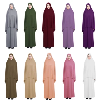 2 BUC Femeile Musulmane Aeriene Hijab Fusta Rugăciune Abaya Seturi Islamic jilbab-ul Caftan Ramadan Doamnelor Cult Orientul Mijlociu Haine Noi