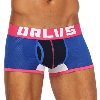 ORLVS Brand Sexy Bărbați Boxershort de sex Masculin Lenjerie de Nailon Penis Husă Respirabil Cueca Confortabil Chiloți Homewear Chiloți Boxer
