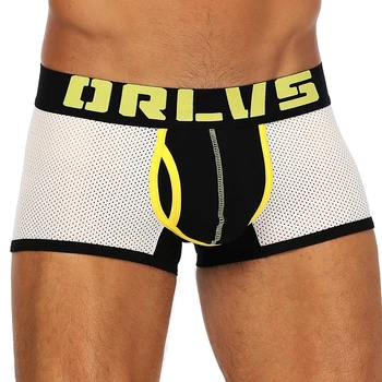 ORLVS Brand Sexy Bărbați Boxershort de sex Masculin Lenjerie de Nailon Penis Husă Respirabil Cueca Confortabil Chiloți Homewear Chiloți Boxer