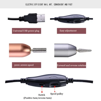 Profesionale USB Electric Unghii Mașină de Găurit Kit Pen Instrumente Pedichiura Manichiura Scoaterea Unghiilor Lustruit Art Set de Echipamente