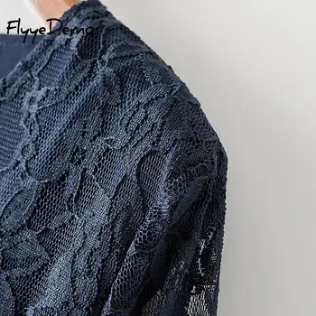 Femei Florale Bluza de Dantelă cu Maneci Lungi Haine de sex Feminin O Gâtului Gol Blusas Mujer 2020 Primăvară Biroul Tricouri Doamna OL Tunica Topuri