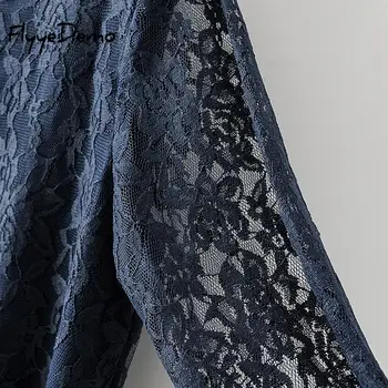 Femei Florale Bluza de Dantelă cu Maneci Lungi Haine de sex Feminin O Gâtului Gol Blusas Mujer 2020 Primăvară Biroul Tricouri Doamna OL Tunica Topuri