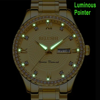 BELUSHI Mens Ceasuri de Top de Brand de Lux Silver&Ceas de Aur cu Diamante Plin de Oțel Curea Analog Cuarț Ore de Moda Bărbați Ceasuri