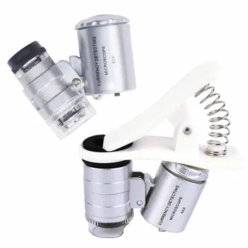 60x Portabile Microscop, Lupă Moneda Detectarea cu LED-uri și Lumină UV Telefon Mobil Portabil Mini Clip Microscop, Lupa