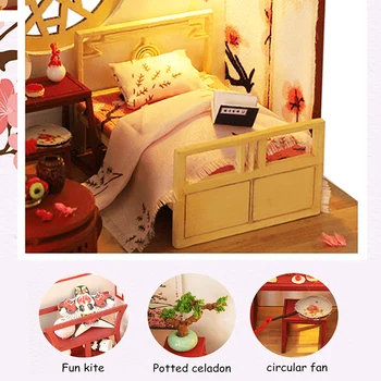 Diy Casă De Păpuși În Miniatură Kituri De Case Din Lemn De Anul Nou Cadouri De Craciun Jucarii Pentru Copii Roombox De Epocă Mobilier Casa Papusa Set