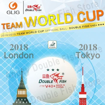 Original DUBLU PEȘTE Volant V40+ 3 Stele mingilor de Tenis de Masă cu cusătură Pingpong 2018 Londra, Tokyo, Echipa de Cupa Mondială oficial mingea