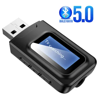 Bluetooth Audio 5.0 Receptor Transmițător cu 3.5 mm Display LCD de 3,5 AUX Stereo Bluetooth USB Adaptor pentru PC-uri Auto TV dispozitiv de management de cab