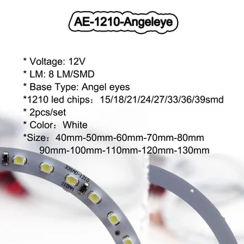 4buc 12V 1210 Led-uri SMD Angel Eye cu Led Halo Inele, 40 mm 50 mm 60 mm 70 mm 80 mm 90 mm 100 mm 110 mm 120 mm 130 mm Alb Albastru auriu Faruri