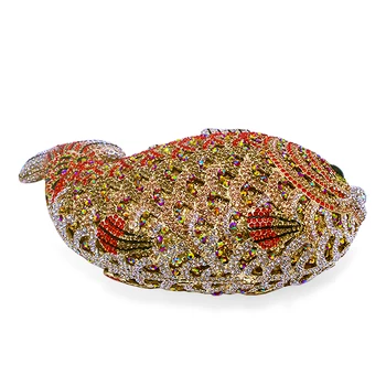 Animal elegant, de Lux Cristal Împânzit Seara Sac de Pește Stras Doamna Ambreiaj Banchet Sac de Aur Minunat Partid Pungă pochette