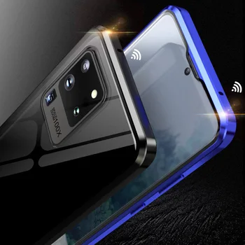 Față-verso de Sticla Metal Magnetic Caz Pentru Samsung Galaxy M31 A11 A81 A91 S20 Ultra S20 S9 S8 S10 Plus S10E A50 A70 A30 A10 A80