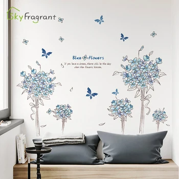 Autocolante de perete autoadeziv buchet albastru canapea living decor de perete floare dormitor decor acasă cald autocolante decorare camera