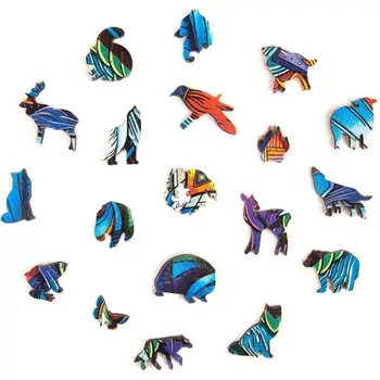 Unic animale din Lemn Jigsaw Puzzle-uri Misterioase Wolf Puzzle Cadou Pentru Adulți Copii de Învățământ Cadou Fabulos Jocuri Interactive Toy