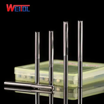 Weitol transport gratuit din seria N 3.175 mm două flaute drepte freze din carbură de tungsten CNC router pic de sculptură în lemn instrumente