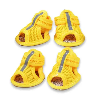 4 Buc Pet Vara ochiurilor de Plasă Respirabil Non Alunecare Câine Pantofi Sandale Laba Protectori pentru animale de Companie Mici Pisică Câine E2S