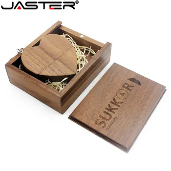 JASTER LOGO-ul personalizat Inima de lemn cu USB + CUTIE Unitate Flash USB Pendrive 64GB 32GB 16GB 8GB U Disc fotografie de nunta cadouri