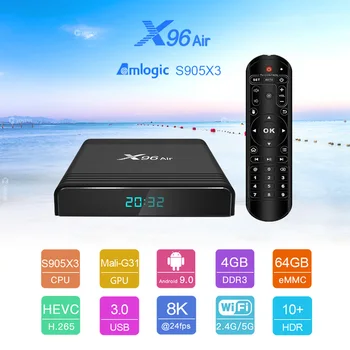 X96 Aer Android 9.0 TV Box Amlogic S905X3 4GB 64GB 32GB 2.4 G&5G Dual Wifi BT4.1 H. 265 4K 8K 24fps 2GB 16GB Set Top Box X96Air