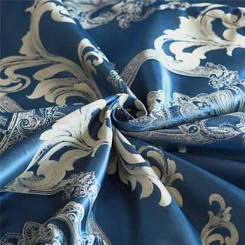 Lenjerie de Pat de lux Seturi de Albastru Satin de Matase Jacquard Pat Set Unic Regina King Carpetă Acopere cu față de Pernă Singur Set de lenjerie de Pat de Lux