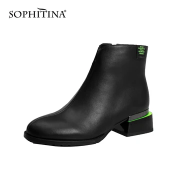 SOPHITINA Glezna Cizme 2021 Nou Culoarea Toc din Piele cu Fermoar de Înaltă Calitate la Mijlocul Toc Confort Primăvară Pantofi Femei PC964