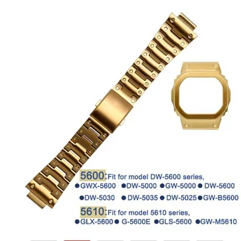 Solide din oțel inoxidabil curea pentru GW-M5610 DW5600 GW-5000 DW-5030 G-5600 uita-te la banda si cadru caz solid de metal brățară