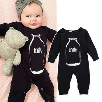 AA Toamna anului Nou-născut Baby Boy Fata Maneca Lunga sticla de Lapte Romper Bumbac Salopeta Haine Sleepsuit Utilaje