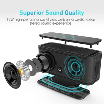 DOSS SoundBox Control Tactil Bluetooth Speaker 2*6W Portabile, fără Fir, Difuzoare Stereo Cutie de Sunet cu Bass si Microfon încorporat