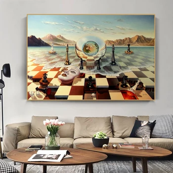 Salvador Dali (Salvador Dali) tabla de sah, pictura pe panza, pe marea arta pictura pe perete artă modernă decor acasă