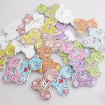 WBNVSO 150pcs Teddy butoane pentru copii amestecate cu lemn de cusut urs butoane pentru BRICOLAJ