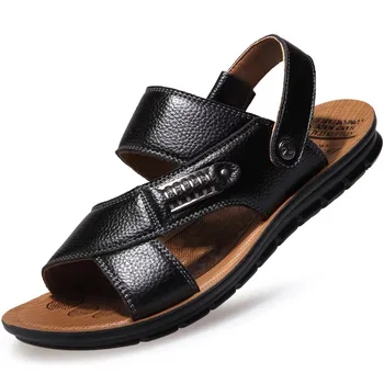 ZYYZYM Bărbați Sandale de Vară Fierbinte de Vânzare din Piele de Moda Clasice, Papuci de casă, Sandale Om Non-alunecare Barbati Pantofi de Plaja Plus Dimensiune 38-48