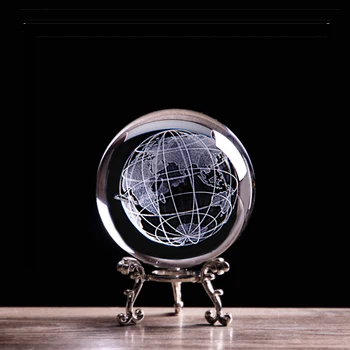 3D Laser Gravat Pământ glob de Cristal in Miniatura Bile de Sticla Sfera Globului Prespapier Astronomie pasionat de Colectie Model