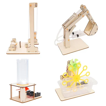 STEM Jucarii pentru Copii de Învățământ Experiment de Tehnologie Set de Jucării DIY Hidraulic Excavator Puzzle Model Pictat Jucarii Copii