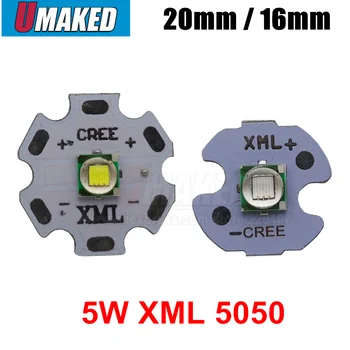 5pcs 10buc 50pcs 5W CREE 5050 XML sursa de iluminat LED, ALB Lumina LED-uri de Putere cip pe 16mm 20mm PCB bord