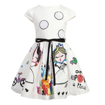 Fete Rochie de Vara Haine Copii 2018 Marca Baby Girl Dress cu Eșarfe Halat Fille Caracter Printesa Rochie de Imbracaminte Copii