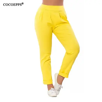 COCOEPPS 2019 Noi de Vara Plus Dimensiune Casual Harem Pantaloni de Creion Femei de Primăvară Dimensiune Mare Solidă talie Mare 4 Culori Pantaloni Lungi 5XL 6XL