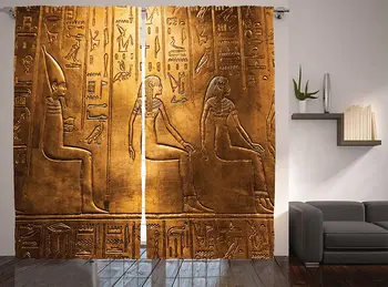 Egiptean, Fereastră Perdele Egipt Hieroglife Vechi Logographic Detalii și Alfabetic Elemente de Decor Cameră de zi Dormitor Cafea
