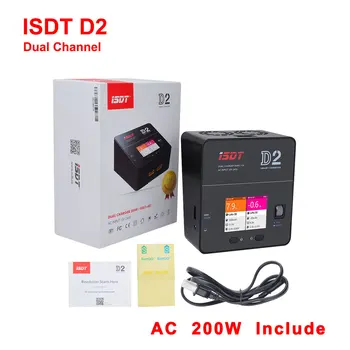 ISDT D2 AC 200W 12A 2-6S Dual Channel Baterie Încărcător de Echilibru Pentru Lilon LiPo LiHV NiMH Pb Gaoneng Tattu Baterie Modele RC