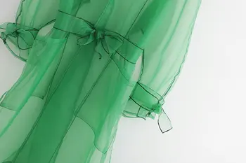 Protecție Solară Cămașă Îmbrăcăminte De Vară 2019 Noua Moda Organza Transparent Verde Rochie Lunga Camasi Bluza Moderna Doamna Poartă